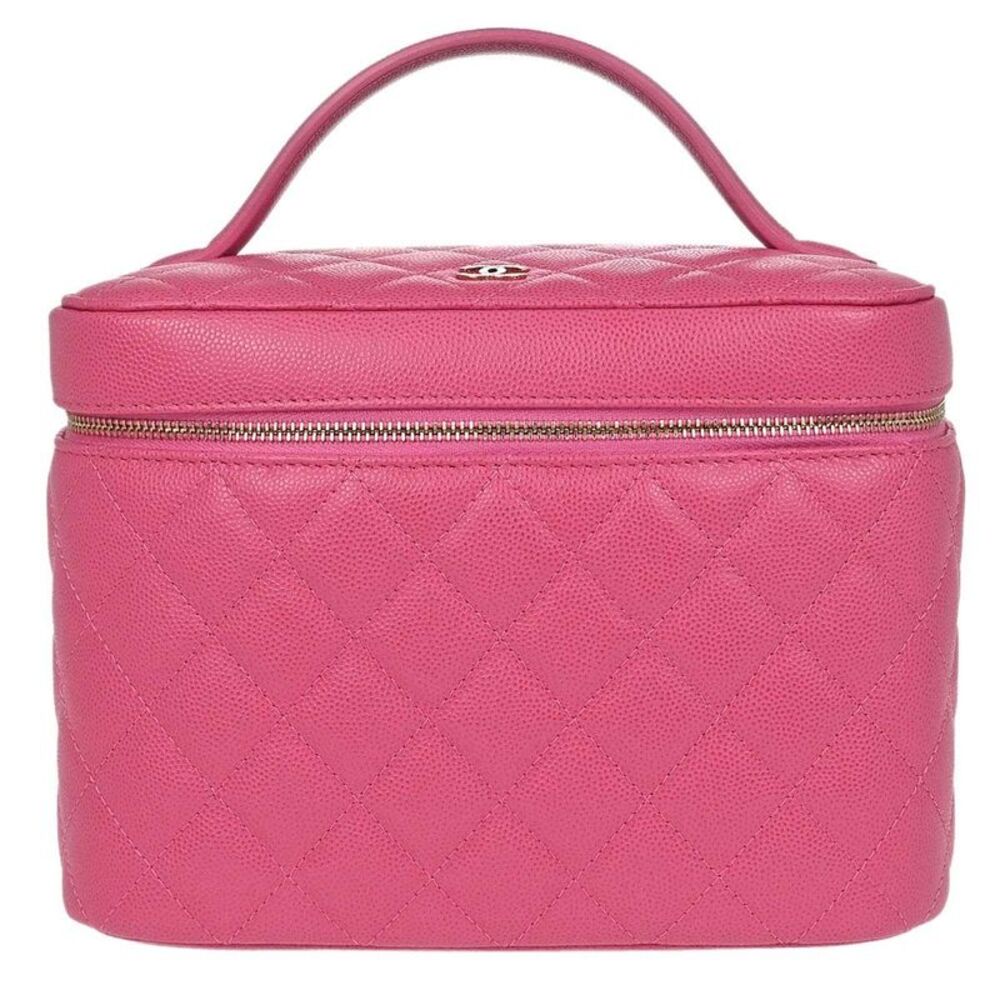 Chanel Vintage Timeless Cosmetic Case Caviar Pink Leather Handbag